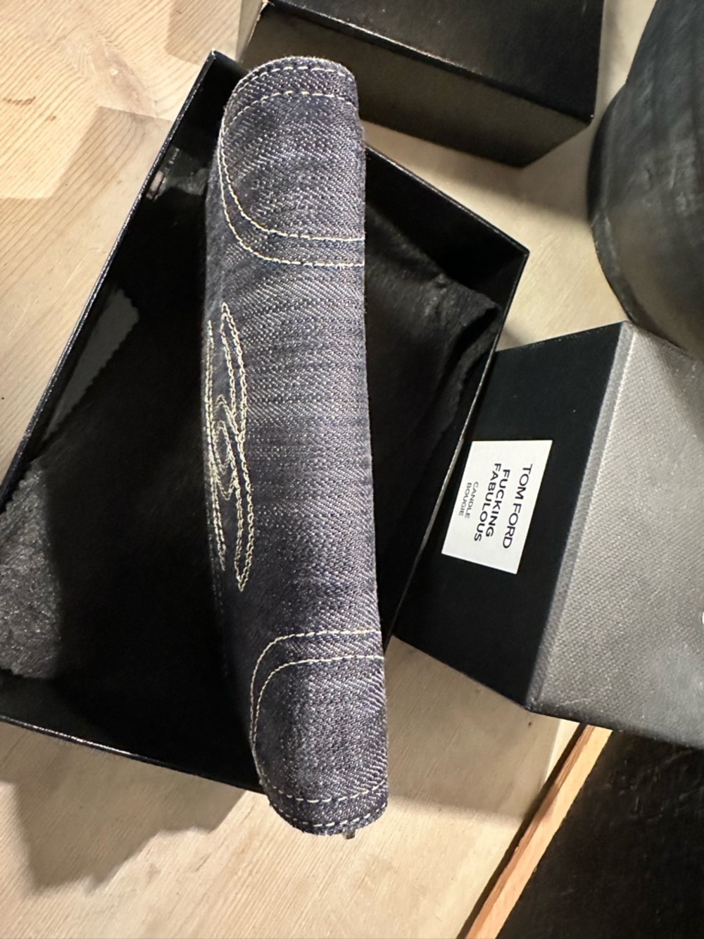 Chanel Denim Zip Wallet - Navy Blue with White Stitching - Picture 4 of 12
